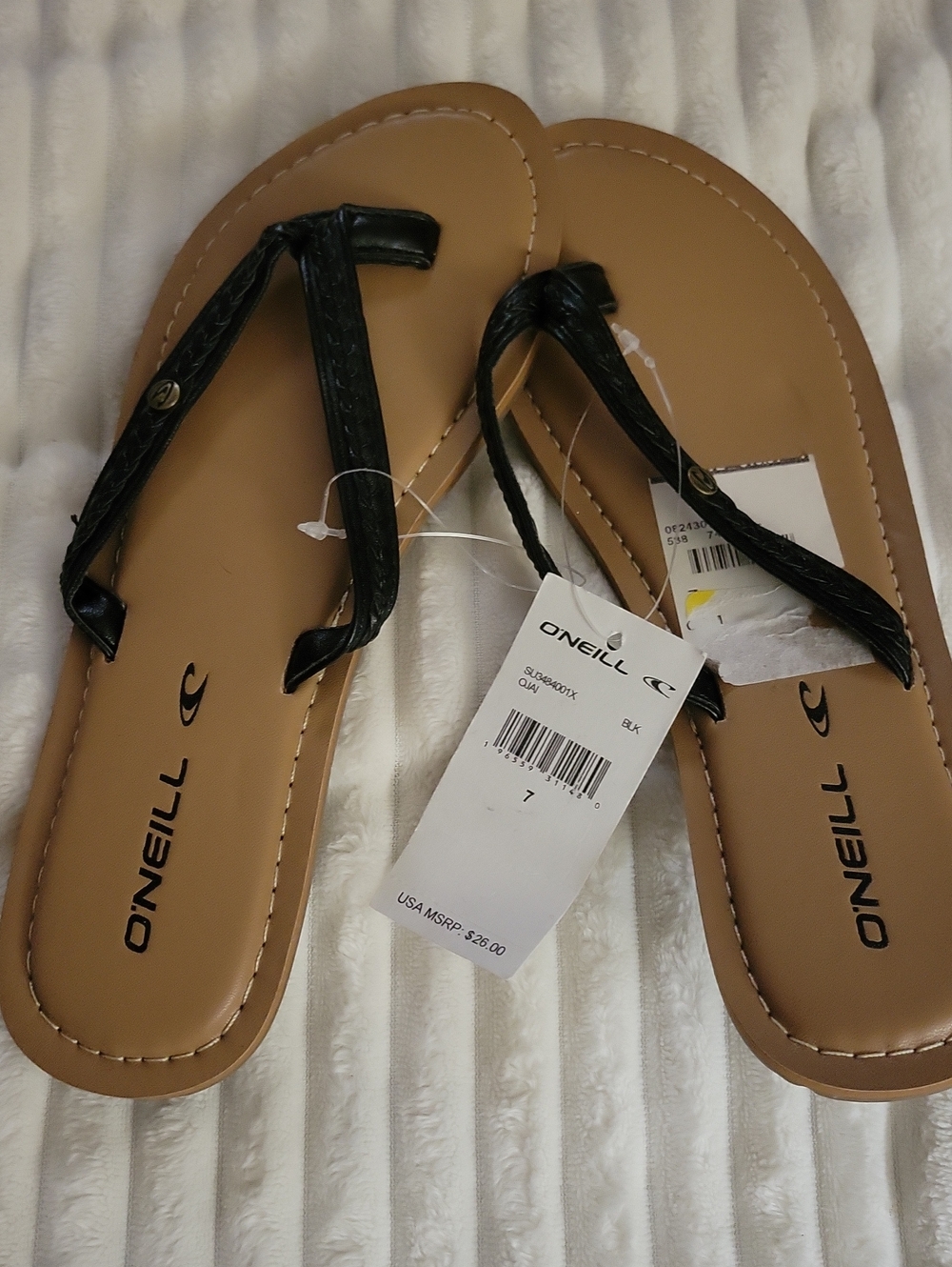 O'Neill Women's Black Strappy Flip Flop Sandals